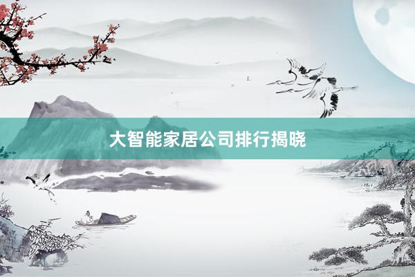 大智能家居公司排行揭晓