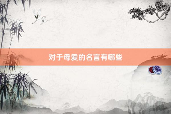 对于母爱的名言有哪些